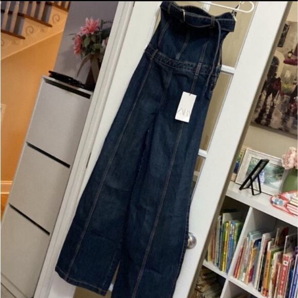 ZARA STRAPLESS TRF DENIM DRESS - Picture 6 of 15